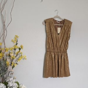 NWT Ramy Brook Gold Polka Dotted Velvet mini dress